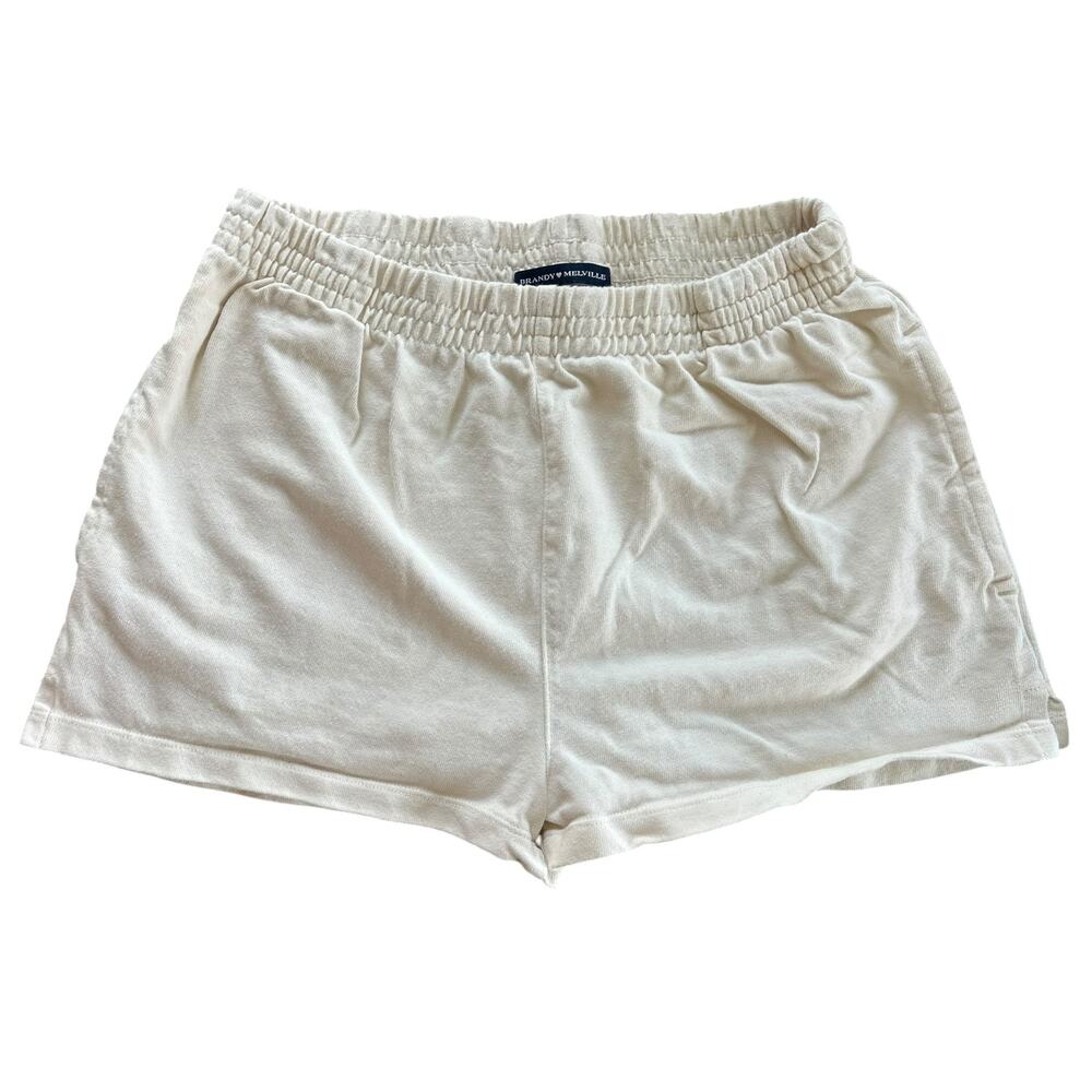 Brandy Melville Cream Cotton Lounge Shorts Elastic Waist One Size